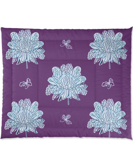 Blue Floral Butterflies 104" × 88" Comforter