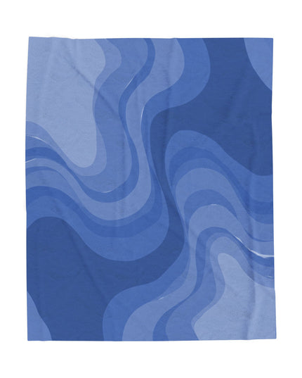 Deep Blue Wavey Velveteen Plush Blanket, 50" x 60"