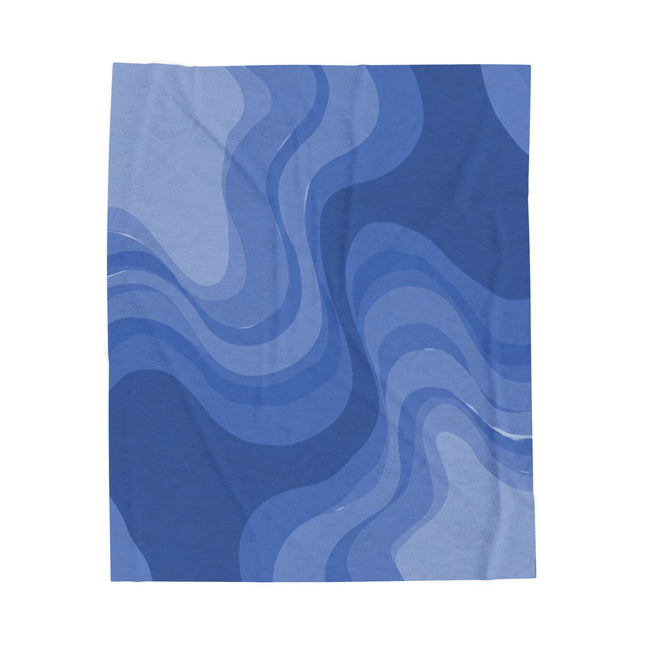 Deep Blue Wavey Velveteen Plush Blanket, 50" x 60"