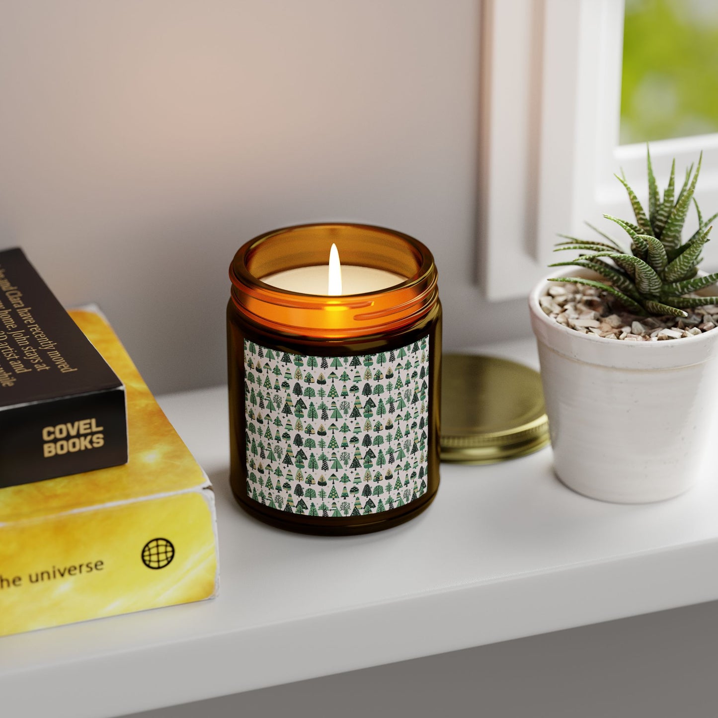 Mini Vintage Green Trees Scented Candles, Coconut Apricot Wax (9oz)