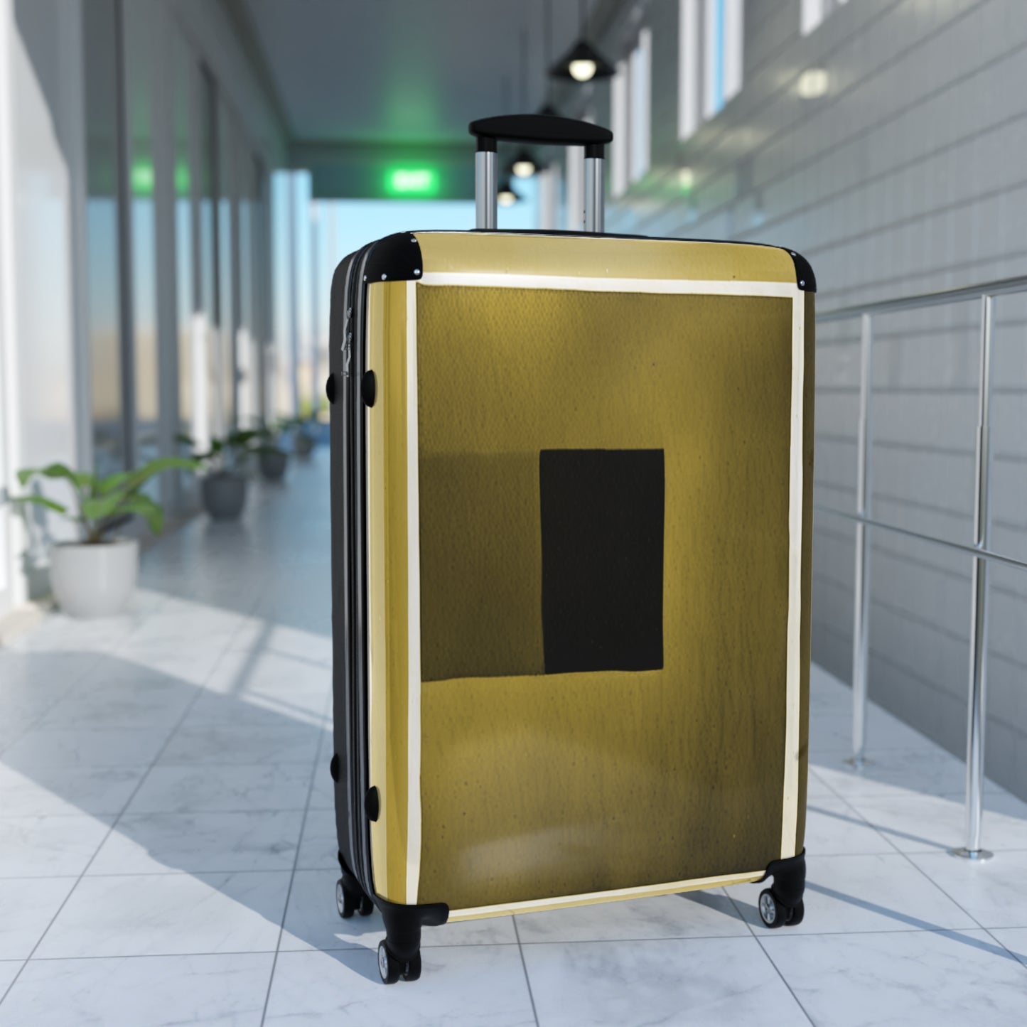 Tan Shadow Large Suitcase with built in lock, 4 double-wheels, telescopic handle, and ABS back hard-shell