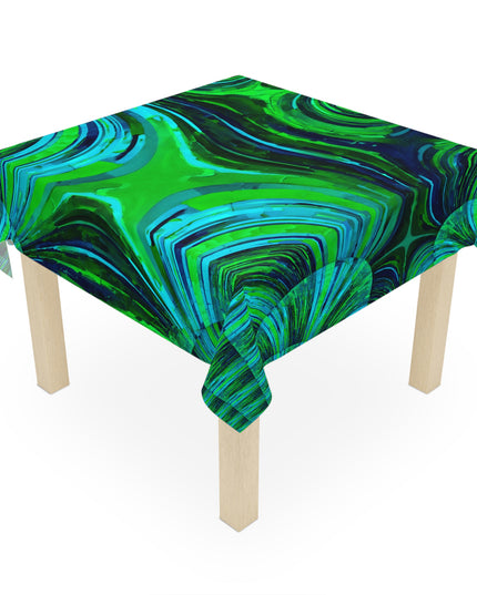 Uzi Spiral Blue Green Tablecloth, 55" x 55"