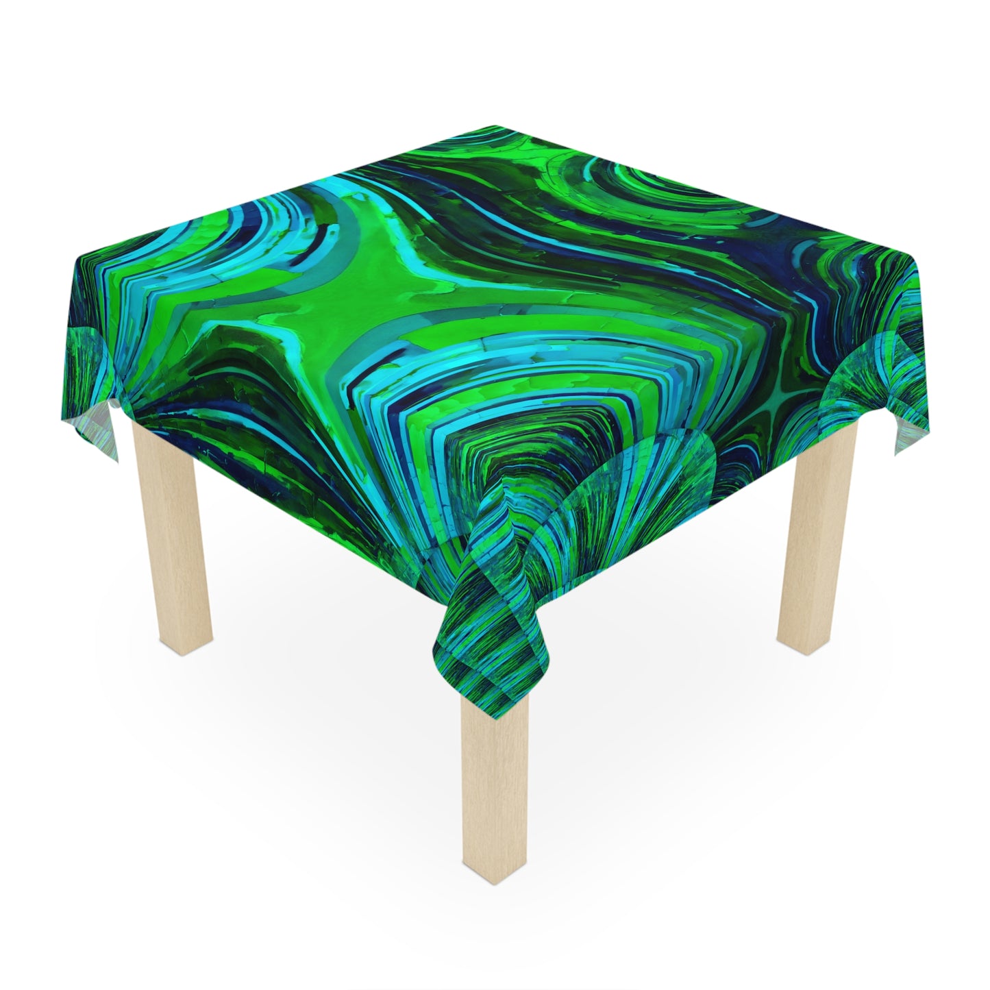 Uzi Spiral Blue Green Tablecloth, 55" x 55"