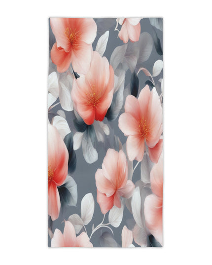 Red Blossom Floral Bunch Beach Towel, 30" x 60"