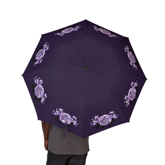 Stylish Deep Purple Tri-Diamonds Foldable Umbrella - Compact & Chic