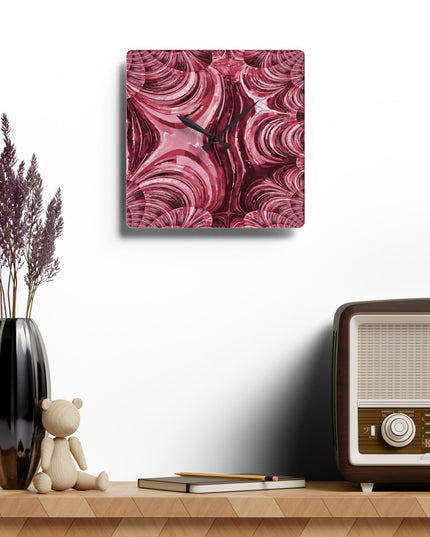 Uzi Spiral Ruby Acrylic Wall Clock, Round or Square, 10.75" x 10.75"