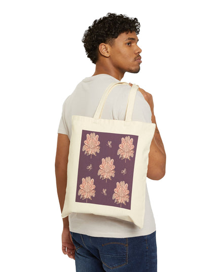 Pink Floral Butterflies Cotton Canvas Tote Bag
