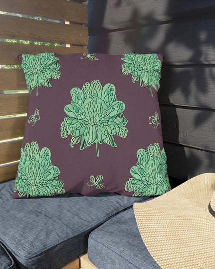 Mint Green Floral Butterflies 20" x 20" Outdoor Pillow