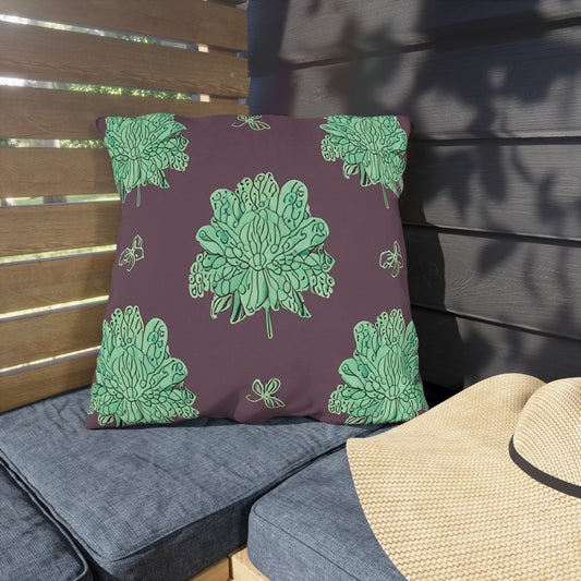 Mint Green Floral Butterflies 20" x 20" Outdoor Pillow