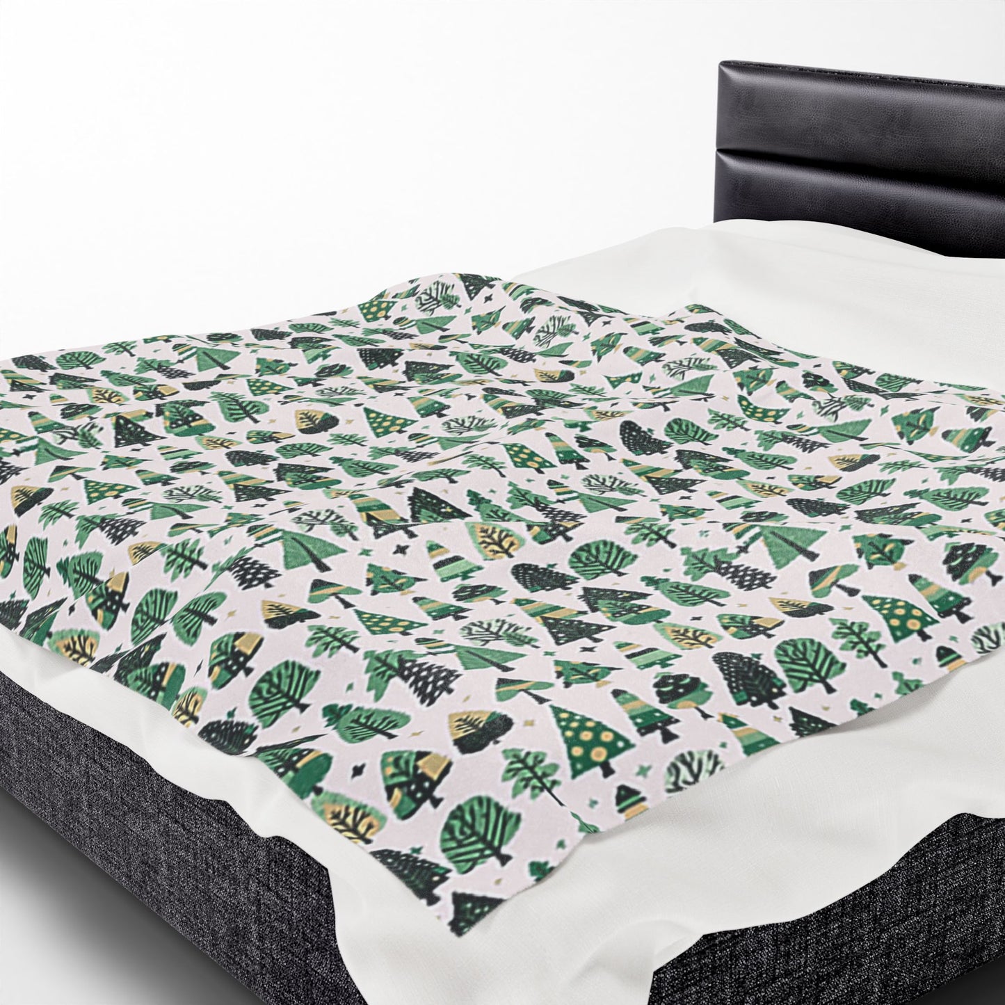 Mini Vintage Green Trees Velveteen Plush Blanket, 60" x 80"