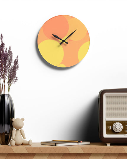 Pastel Bright Oranges Patches Acrylic Wall Clock, Round or Square, 10.75" x 10.75"