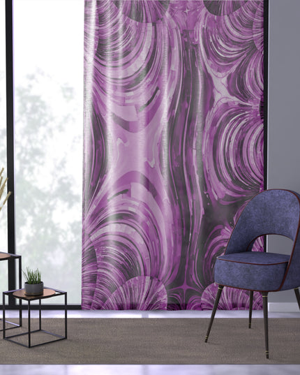Uzi Spiral Powder Lavender Sheer Window Curtain, 50" x 84", partially transparent