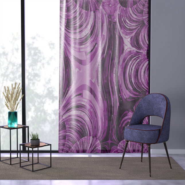 Uzi Spiral Powder Lavender Sheer Window Curtain, 50" x 84", partially transparent