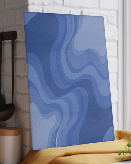 Deep Blue Wavey Glass Cutting Board, 11" x 15"