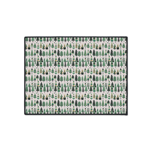 Mini Vintage Green Trees 18" x 24" Heavy Duty Floor Mat