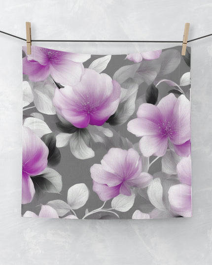 Purple Blossom Floral Bunch Face Towel, 13" x 13"
