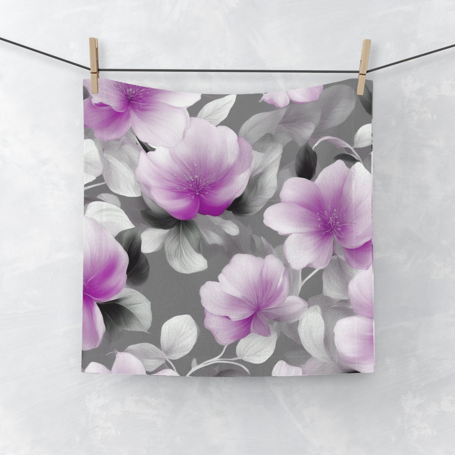Purple Blossom Floral Bunch Face Towel, 13" x 13"