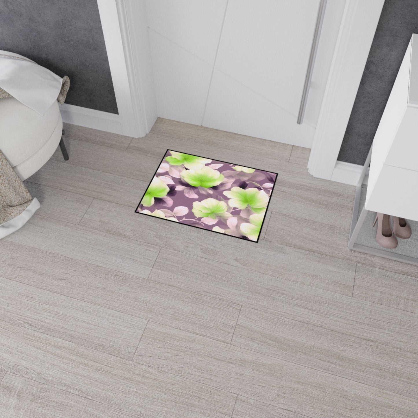 Lime Lavender Floral Bunch Heavy Duty Floor Mat, 18" x 24"