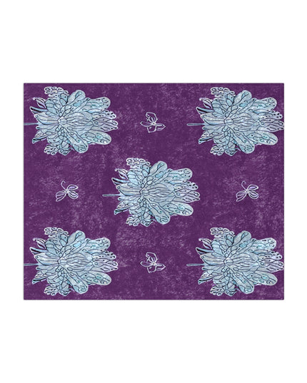 Blue Floral Butterflies 50" x 60" Crushed Velvet Blanket