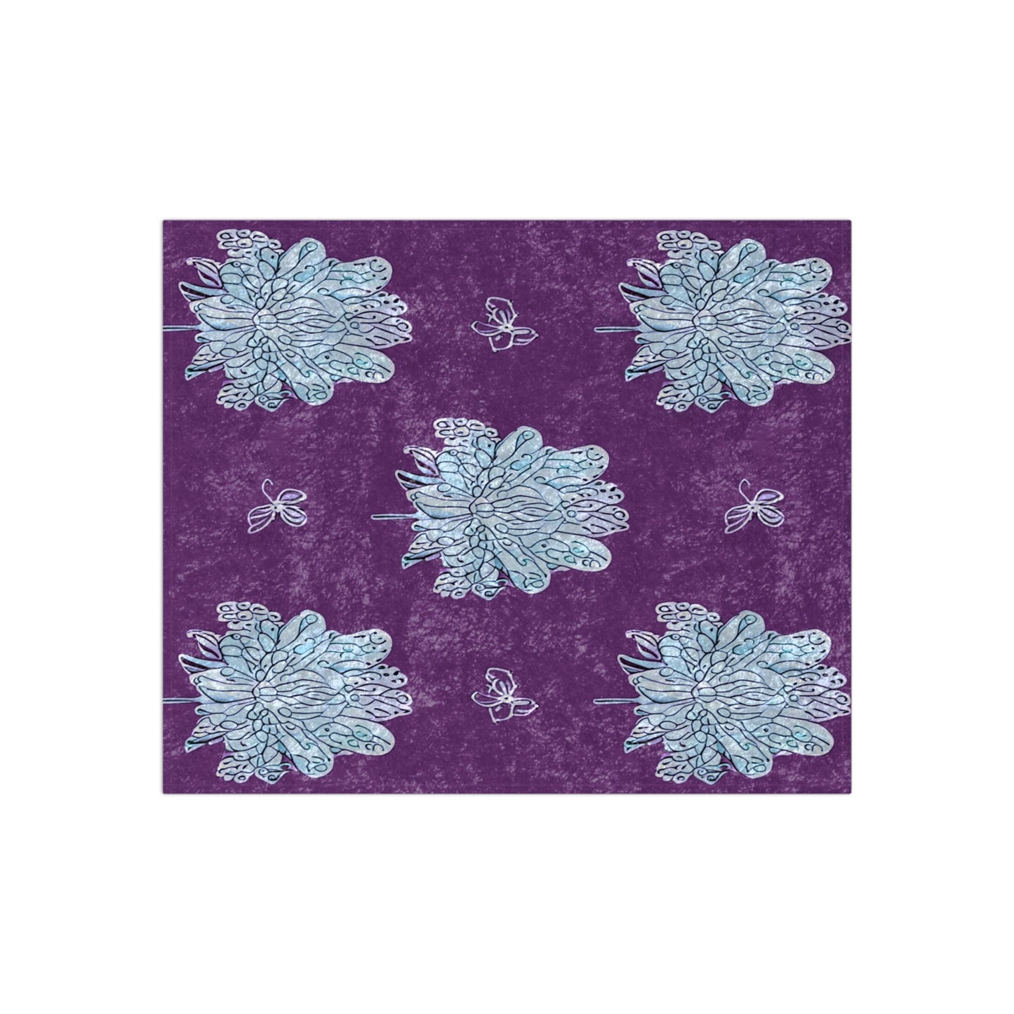 Blue Floral Butterflies 50" x 60" Crushed Velvet Blanket
