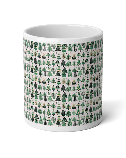 Mini Vintage Green Trees 20 oz White Glossy Jumbo Mug