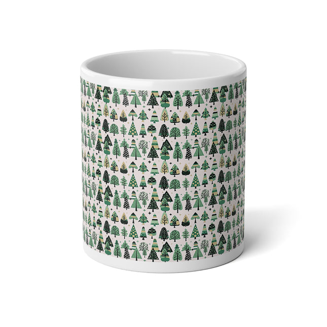 Mini Vintage Green Trees 20 oz White Glossy Jumbo Mug