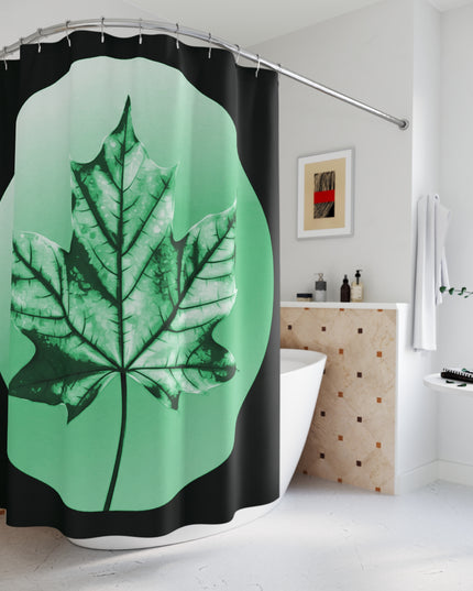Mint Green Maple Leaf Shower Curtains, 71" x 74"