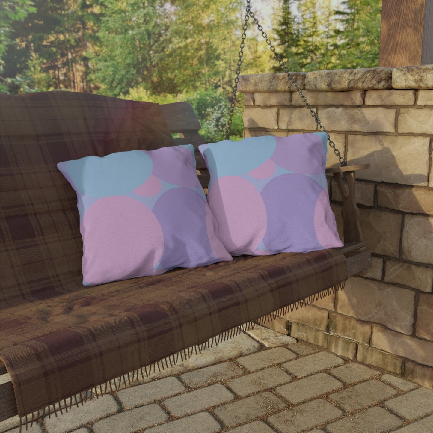 Pastel Purple and Mauve Patches 20" x 20" Outdoor Pillows