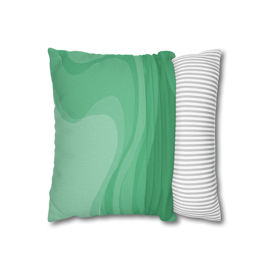 Mint Green Wavey Spun Polyester Square Pillowcase, 14" x 14"
