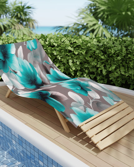 Tif Green Gray Floral Bunch Beach Towel, 30" x 60"