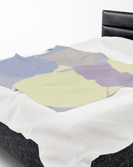 Pastel Soft Blue and Soft White Patches Velveteen Plush Blanket, 50" x 60"