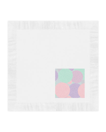 Pastel Peach and Soft Green Patches White Coined Napkins, 4.8" x 4.8"