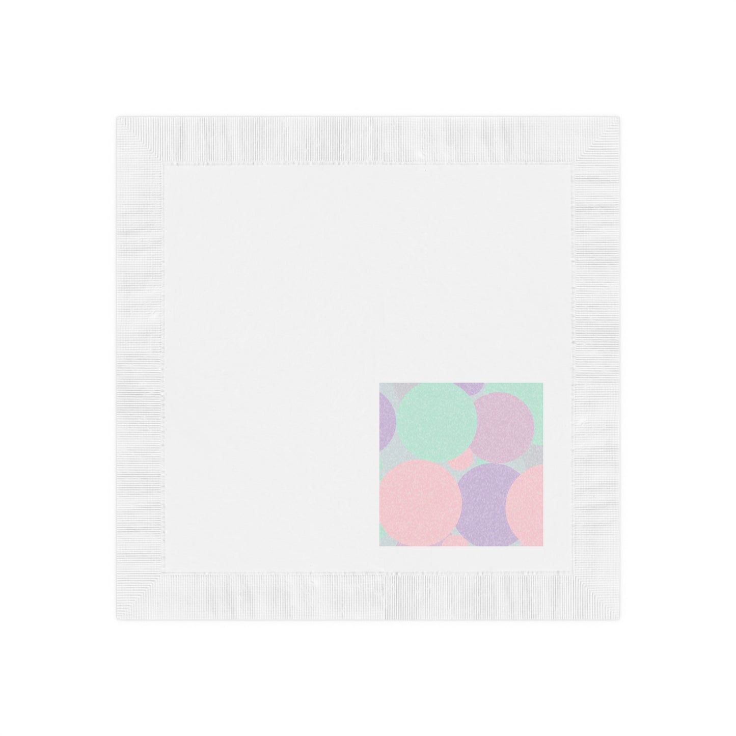 Pastel Peach and Soft Green Patches White Coined Napkins, 4.8" x 4.8"