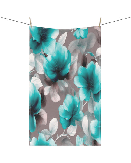 Tif Green Gray Floral Bunch Tea Towels (cotton, poly), 18" x "30