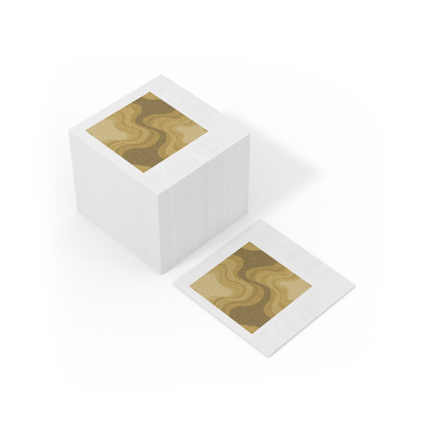 Brown Wavey White Coined Napkins, 6.5" x 6.5"