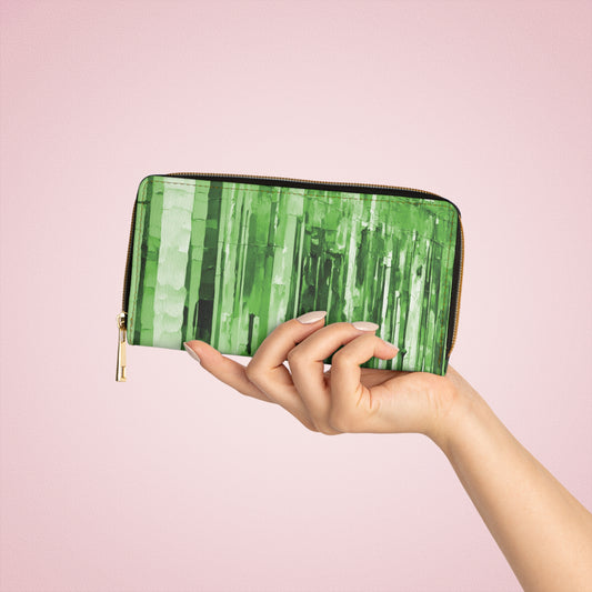 Striped Mint Pastel Elegant Abstract Zipper Wallet - Stylish & Functional Accessory for Everyday Use