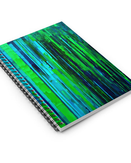Striped Blue Green Spiral Notebook - Ruled Line, 6" x 8", 118 pages