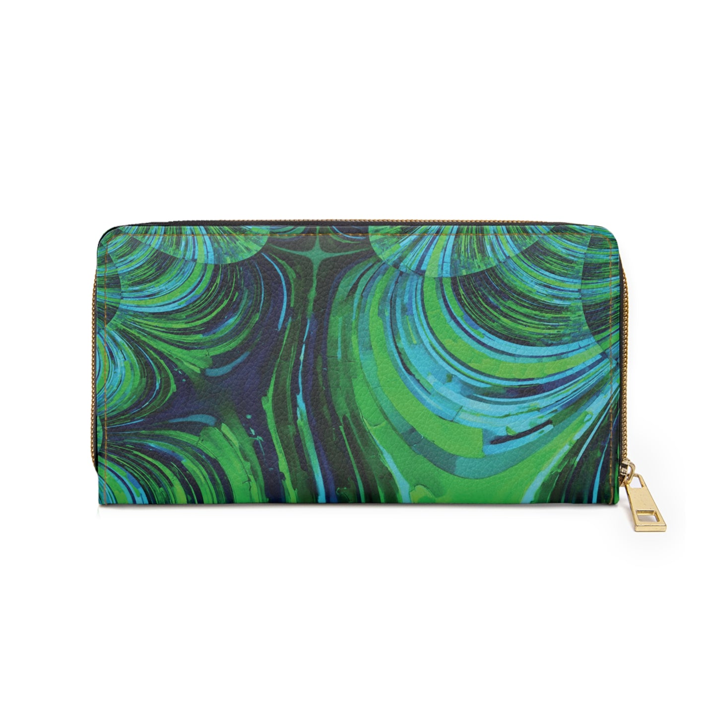 Uzi Spiral Blue Green Elegant Abstract Zipper Wallet - Stylish & Functional Accessory for Everyday Use