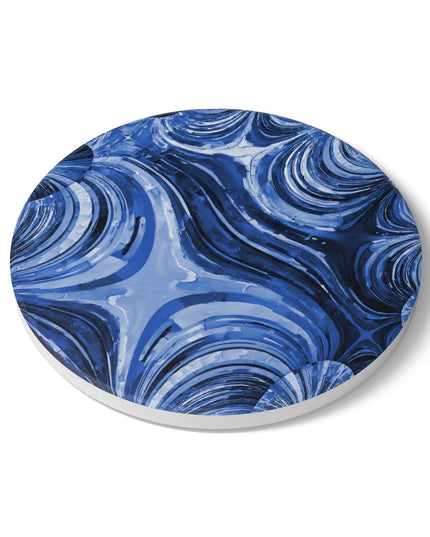 Uzi Spiral Deep Blue 4" x 4" Round Ceramic Coaster