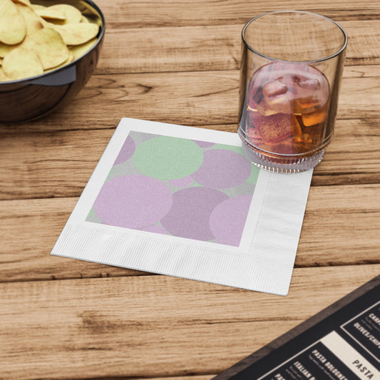 Pastel Lavender Purple and Soft Green Patches White Coined Napkins, 6.5" x 6.5"