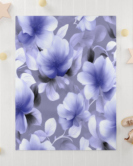 Indigo Blossom Floral Bunch Soft Fleece Baby Blanket, 30" x 40"