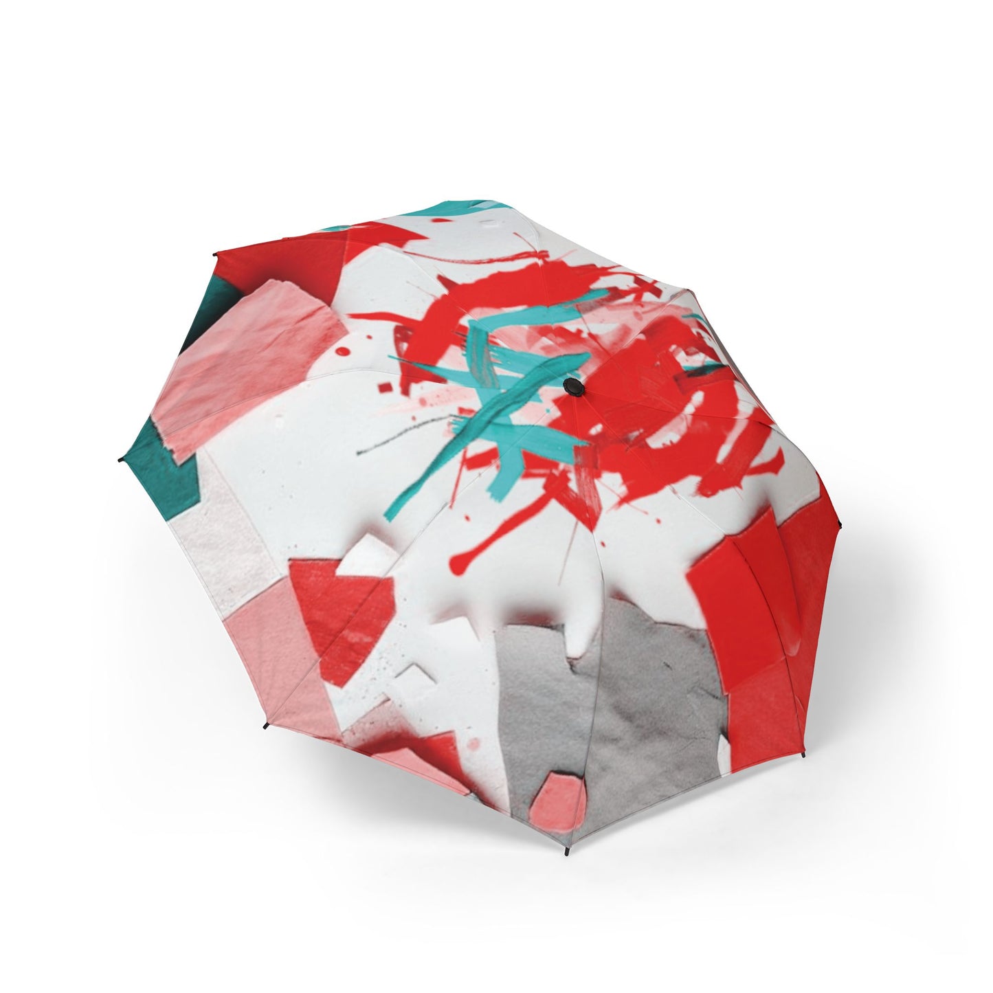 Neon Red Paper Paint Foldable Umbrella - Compact & Chic