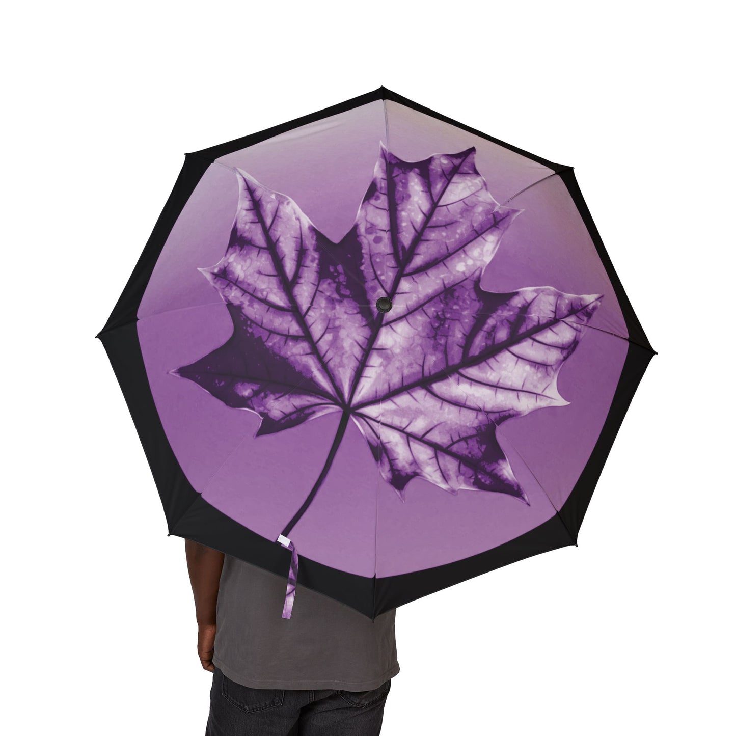 Purple Maple Leaf Foldable Umbrella - Compact & Chic