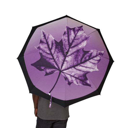 Purple Maple Leaf Foldable Umbrella - Compact & Chic