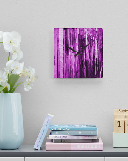 Striped Powder Lavender Acrylic Wall Clock, Round or Square, 10.75" x 10.75"