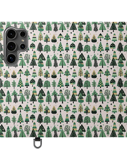 Mini Vintage Green Trees Flip Cases, Samsung Galaxy S24 Ultra