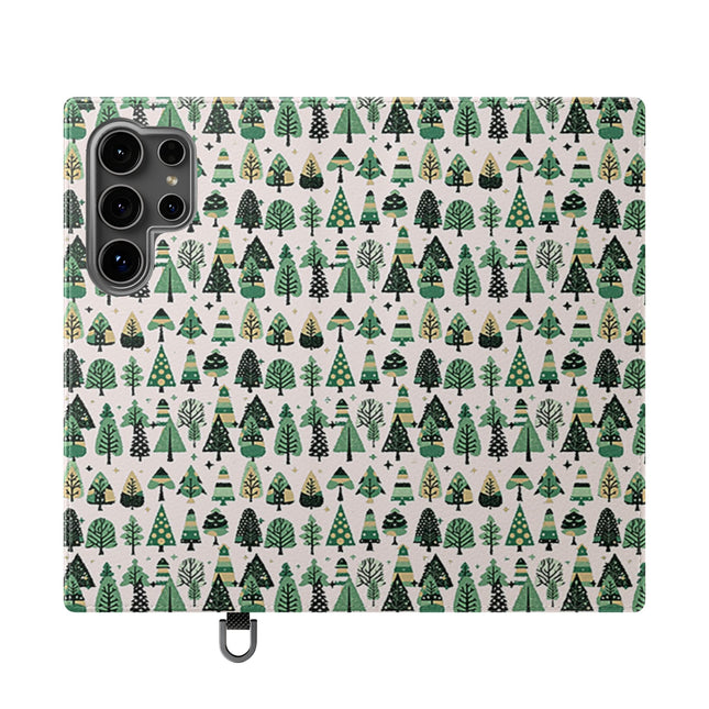Mini Vintage Green Trees Flip Cases, Samsung Galaxy S24 Ultra