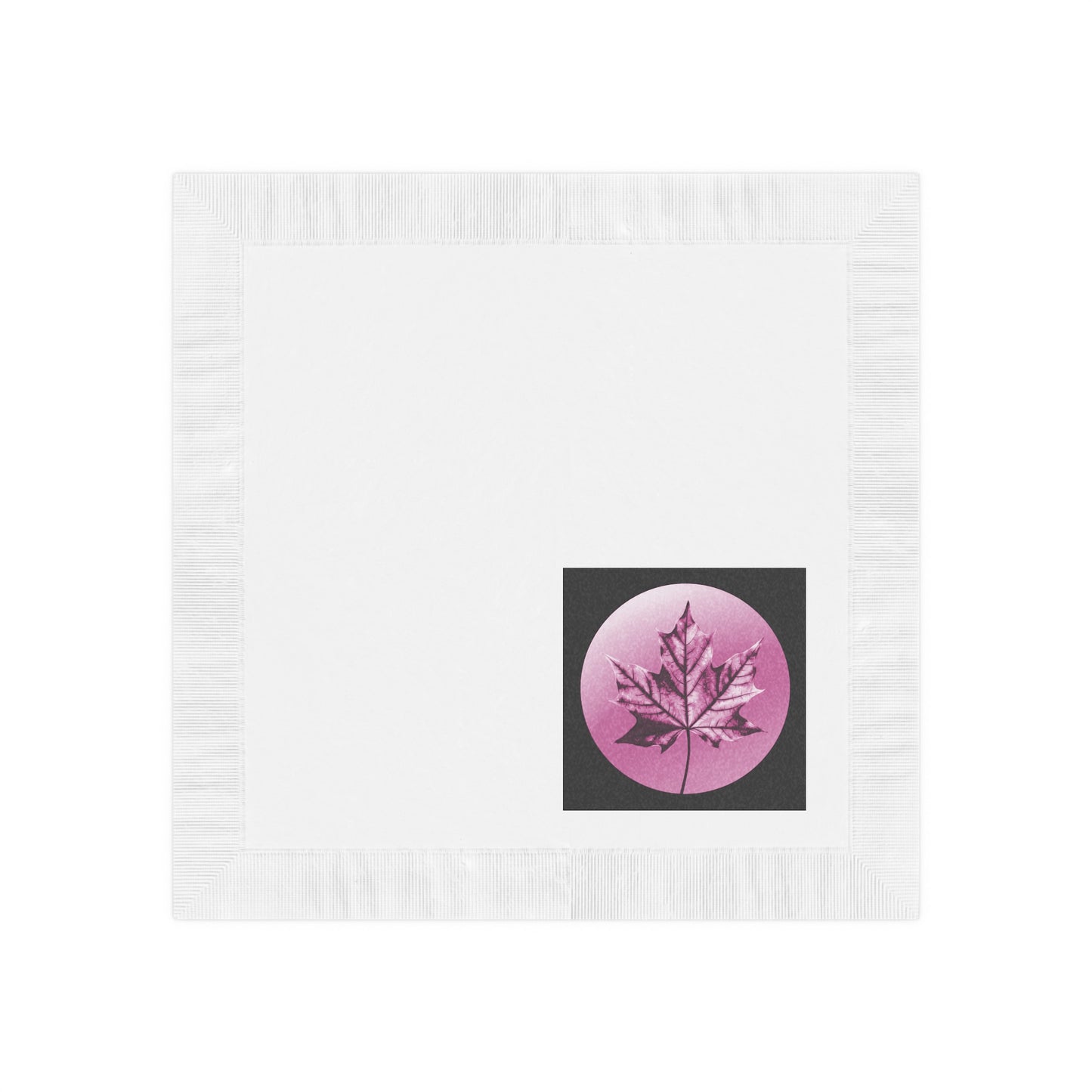Magenta Maple Leaf White Coined Napkins, 4.8" x 4.8"