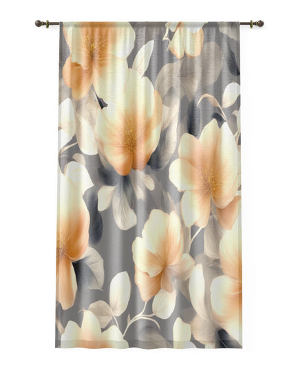 Soft Blossom Floral Bunch Sheer Window Curtain, 50" x 84", partially transparent