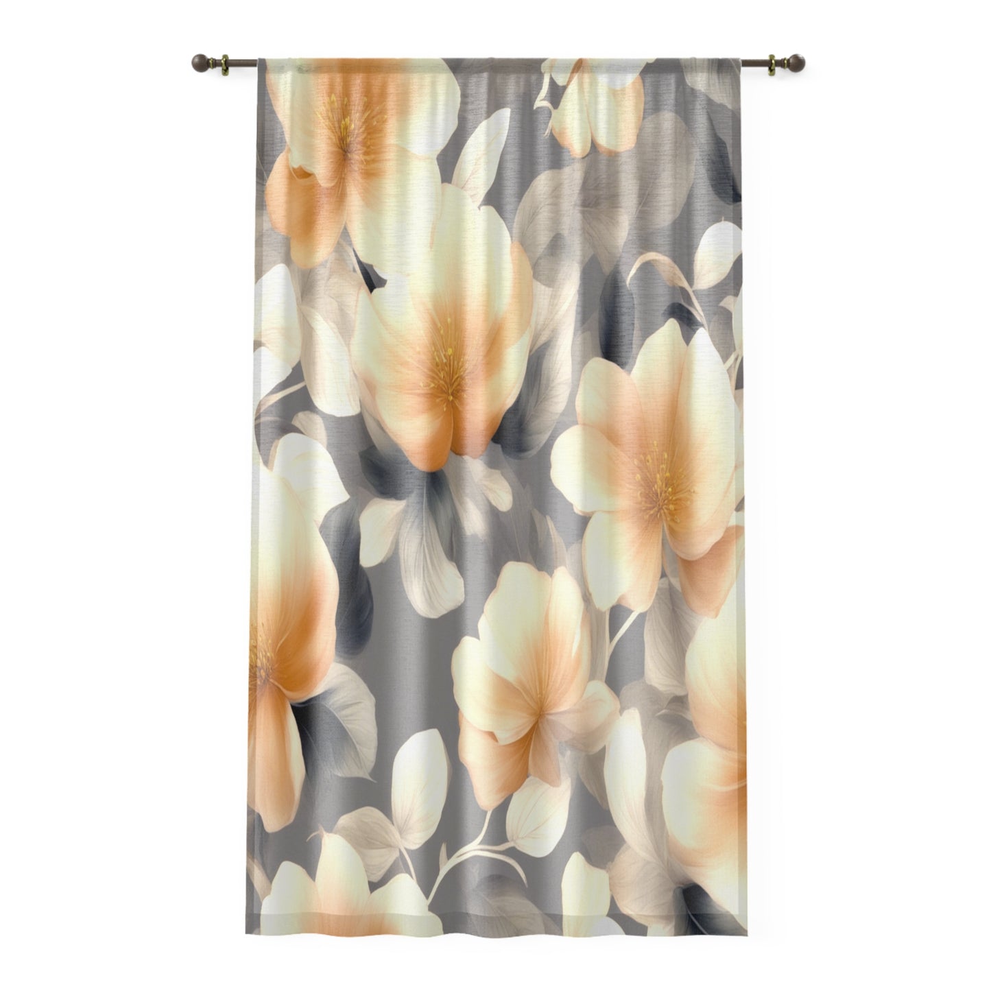Soft Blossom Floral Bunch Sheer Window Curtain, 50" x 84", partially transparent